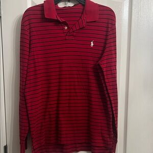 Ralph Lauren Red and Black Striped Polo Shirt